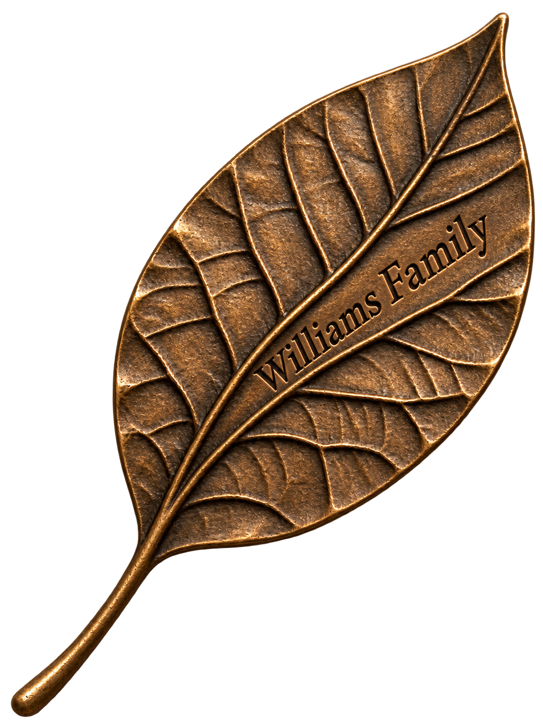 Example engraved donor leaf reading Williams Family